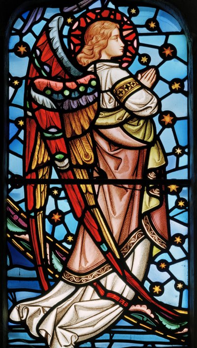 Cuxton ، St Michael ، East Window ، Lavers & Barraud ، John Millner Allen (1827-1902) ، Angel from Christ in Majesty with Saints ، c.1865 بواسطة جون ميلنر ألين