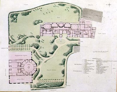مخطط الجناح الملكي كما أكمله ناش في عام 1822 من "مناظر للجناح الملكي ، برايتون" بقلم جون ناش بواسطة جون ناش