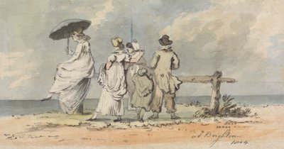 في برايتون ، 1804: ثلاث نساء وطفل ورجل يطلان على البحر بواسطة جون نيكسون