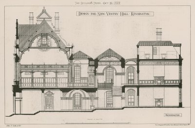 تصميم لقاعة Vestry الجديدة ، كنسينغتون بواسطة جون أولدريد سكوت