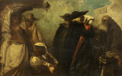 بيع الآثار في إشبيلية (زيت على لوح) بواسطة جون فيليب