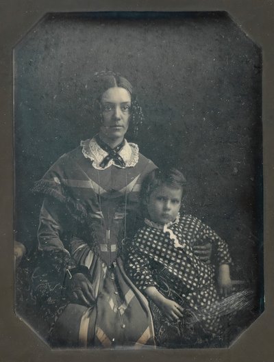 إليزابيث باكويل جيمس وابنها ، فرانك ب.جيمس ، كاليفورنيا. 1846. بواسطة جون بلومبي جونيور.
