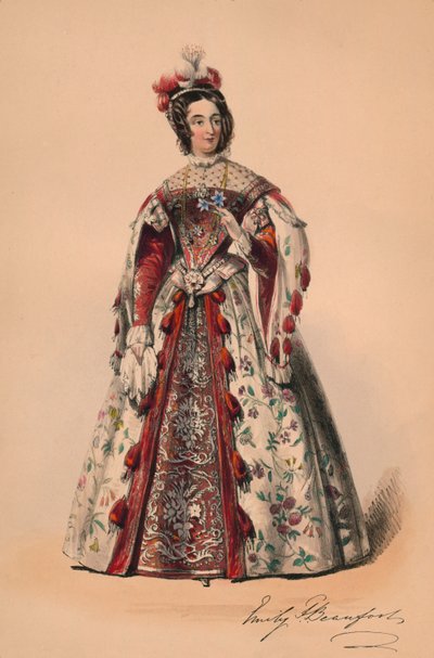 إميلي دوقة بوفورت في زي الملكة فيكتورياس بال كوستوميه ، 12 مايو 1842 ، 1843. بواسطة جون ريتشارد كوك سميث