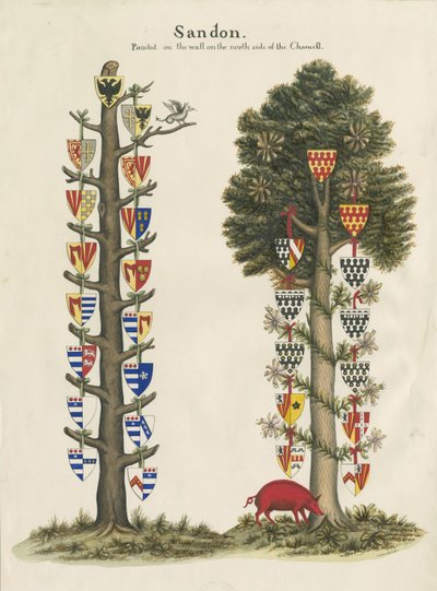 Sandon Church - لوحة جدارية: لوحة ألوان مائية ، بدون تاريخ [القرن التاسع عشر] بواسطة جون روبرت Fernyhough