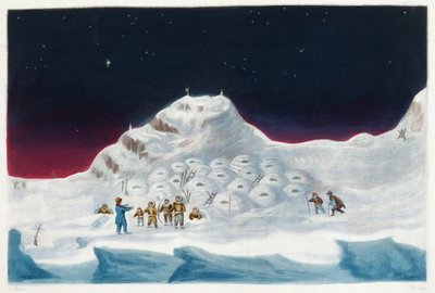North Hendon ، Snow Cottages of the Boothians ، من "سرد رحلة ثانية بحثًا عن ممر شمالي غربي (1829-1833)" ، بقلم السير جون روس (1777-1836) ، منقوش بواسطة ويليام ساي (1768-1834) بواسطة جون روس