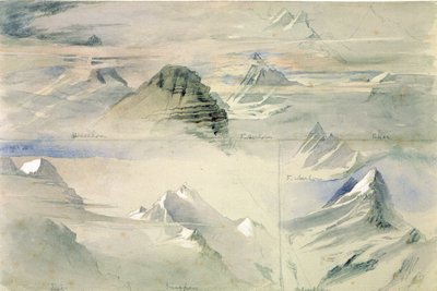 قمم جبال الألب: Jungfrau and others، 1846 بواسطة جون روسكين
