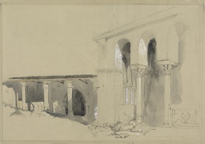 المربع الكبير في Torcello ، 1850 (قلم وحبر وغسل فوق الجرافيت مع الغواش على ورق نسج بني) بواسطة جون روسكين