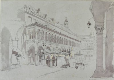 Palazzo della Ragione و Piazza delle Erbe ، بادوفا ، مايو ١٨٤١ بواسطة جون روسكين