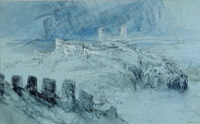 منظر لبيلينزونا (فحم وغسل مرحاض على ورق) بواسطة جون روسكين