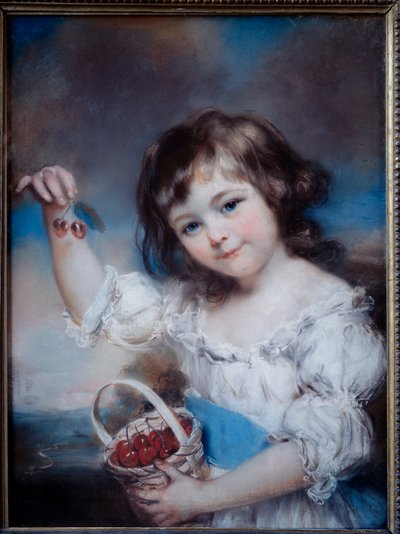 صورة لفتاة صغيرة في سلة الكرز لوحة لجون راسل (1745-1806) من القرن التاسع عشر بواسطة جون راسل