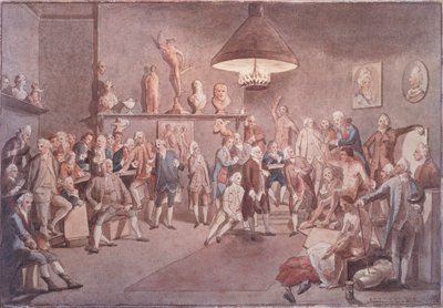 The Academicians of The Royal Academy in London, copy after a painting by Johann Zoffany (1733-1810) بواسطة جون ساندرز