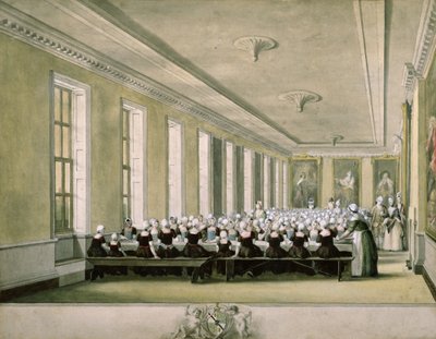 غرفة الطعام للفتيات في مستشفى Foundling ، 1773 بواسطة جون ساندرز