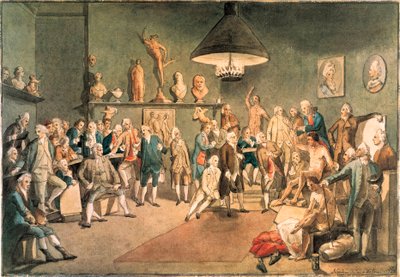 الأكاديميون في الأكاديمية الملكية في لندن ، نسخة بعد لوحة يوهان زوفاني (1733-1810) بواسطة جون ساندرز