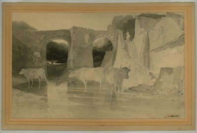 الجسر والأبقار ، 1803-04 (قلم رصاص مبلل بالورق) بواسطة جون سيل كوتمان