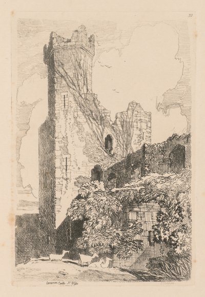 الدراسات مجانية اللوحة 32 ، قلعة كارنارفون ، ويلز الشمالية ، 1838. بواسطة جون سيل كوتمان