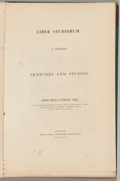 دراسات الكتاب: صفحة العنوان ، 1838. بواسطة جون سيل كوتمان