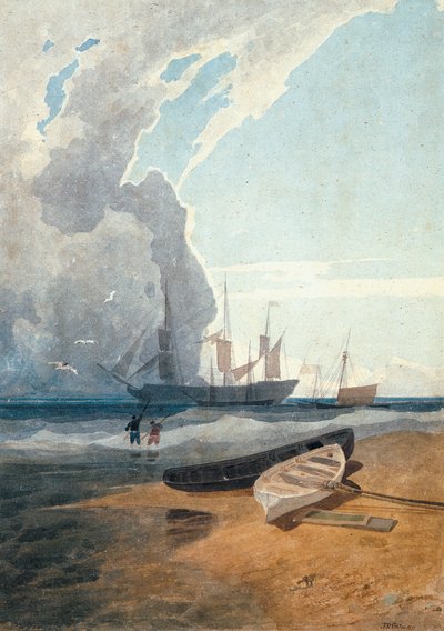 The Mars ، Riding at Anchor off Cromer ، c.1807 (قلم رصاص ، مرحاض على ورق) بواسطة جون سيل كوتمان