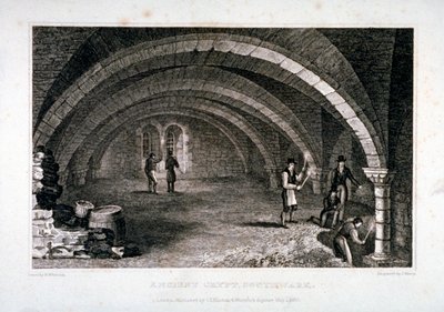 منظر داخلي للقبو ، كنيسة القديس سافيور ، ساوثوارك ، لندن ، ١٨٣٠. بواسطة جون شوري