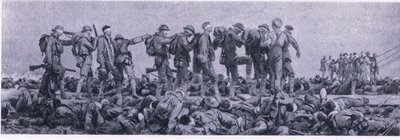 محطة خلع الملابس. ضحايا غاز الخردل ، من المغامرة البريطانية التي نشرتها كولينز ، 1947 بواسطة جون سينغر سارجنت