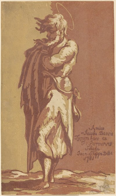 القديس الذكر واقفًا ، ذو أذرع مطوية ، متجهًا إلى اليسار بواسطة John Skippe after Parmigianino