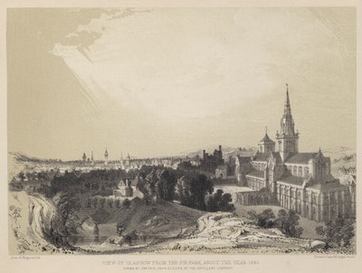 منظر غلاسكو من حديقة التنوب ، حوالي عام 1690 (نقش) بواسطة جون سليزر