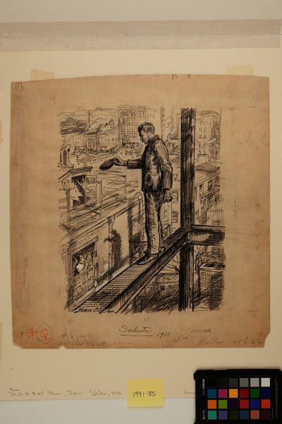 تحية ، حوالي عام 1911 (حبر ، فحم وطلاء أبيض بالزنك على ورق) بواسطة جون فرينش سلون