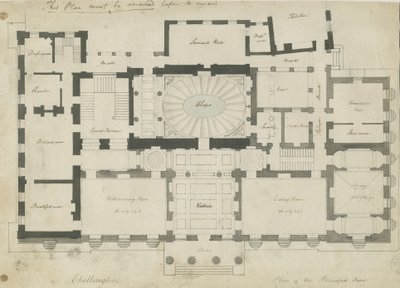 قاعة تشيلنجتون: الرسم بالقلم الرصاص والقلم الرصاص ، بدون تاريخ [1789] بواسطة جون سوان