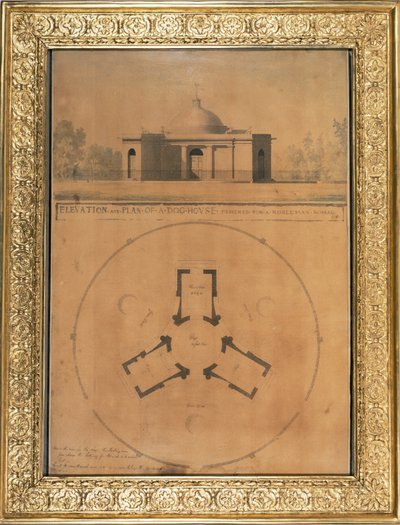 الارتفاع وخطة بيت الكلب ، 1779 (قلم وحبر ومرحاض على ورق) بواسطة جون سوان