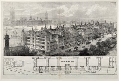 افتتحت الملكة مستشفى سانت توماس الجديد يوم الأربعاء الماضي ، 1871 (نقش الفولاذ) بواسطة جون سلمان