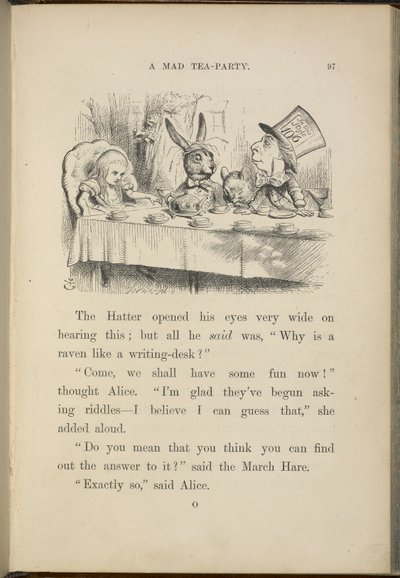 أليس في حفل شاي Mad Hatter. بواسطة جون تينيل