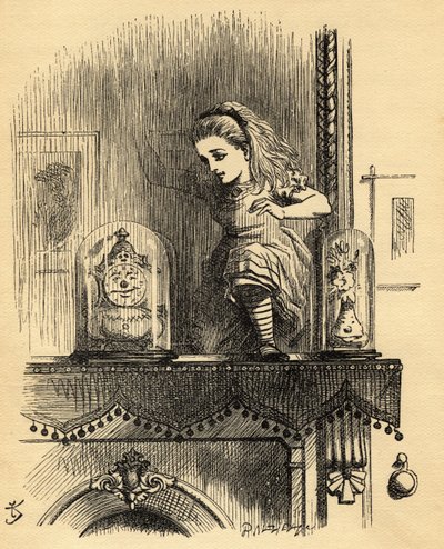 Alice in the Looking Glass House ، رسم توضيحي من "عبر المرآة" بقلم لويس كارول (1832-1898) نشر لأول مرة عام 1871 بواسطة جون تينيل