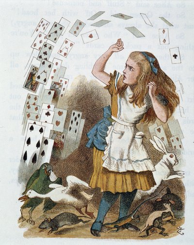 أوراق اللعب - في "الحضانة" "أليس في بلاد العجائب" بواسطة لويس كارول ، رسم توضيحي لجون تينيل (1820-1914) بواسطة جون تينيل