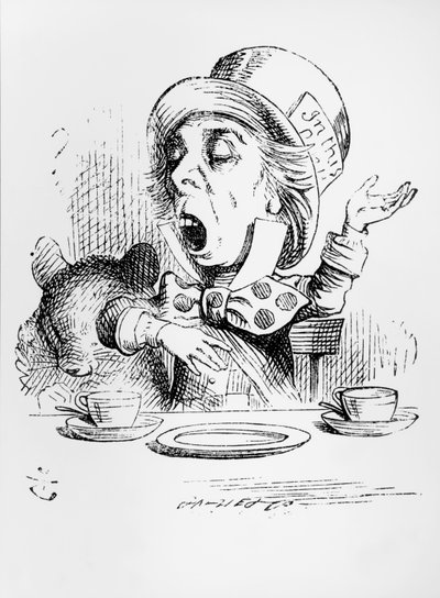 Mad Hatter ، رسم توضيحي من "مغامرات أليس في بلاد العجائب" ، بقلم لويس كارول ، 1865 بواسطة جون تينيل