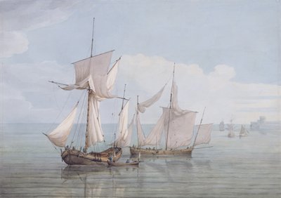 Hoy و Lugger مع شحن آخر على بحر هادئ (مرحاض ، قلم وحبر أسود على ورق منسوج) بواسطة جون توماس سيريس