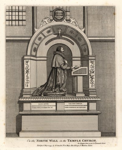 نصب تذكاري للمحامي ريتشارد مارتن ، مسجل لندن (1570-1618) ، في كنيسة تيمبل بواسطة جون توماس سميث