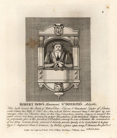 نصب تذكاري للتاجر تايلور وفاعل الخير روبرت داو في St Botolph’s ، Adgate بواسطة جون توماس سميث