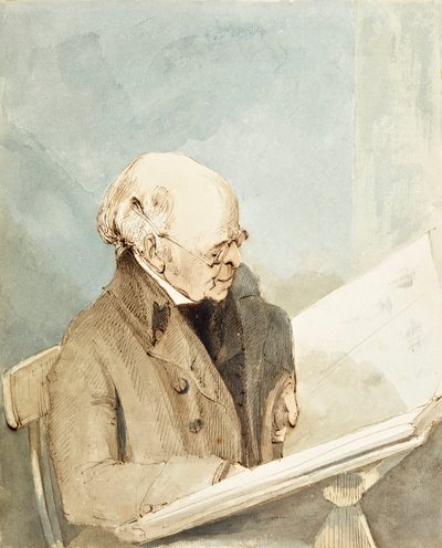 السيد تايلور ، تلميذ هايمان ، في غرفة الطباعة في المتحف البريطاني ، c.1820 (مرحاض ، قلم وحبر على ورق) بواسطة جون توماس سميث