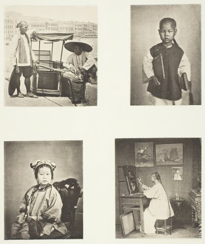 كرسي سيدان هونج كونج ، فتى مدرسة صينية ، فتاة صينية ، فنانة هونج كونج ، ج. 1868. بواسطة جون طومسون