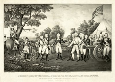 Surrender of General Burgoyne at Saratoga, N.Y., October 17th 1777, pub. N. Currier بواسطة جون ترمبل