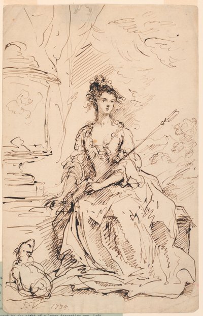 صورة لسيدة (Peg Woffington؟) كراعية بواسطة جون فاندربانك