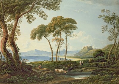 المناظر الطبيعية مع قلعة Harlech بواسطة جون فارلي