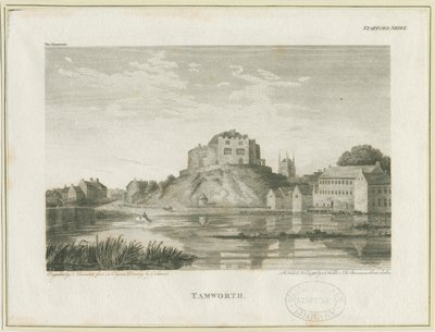 قلعة تامورث: engraving، nd [c 1798] بواسطة جون ووكر