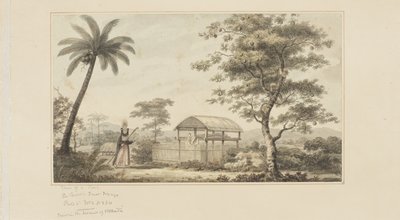 45: منظر لمقبرة ، من سلسلة من الألوان المائية توضح رحلة الكابتن كوك الأخيرة ، حوالي 1773 - 84 (ألوان مائية على ورق) بواسطة جون ويبر