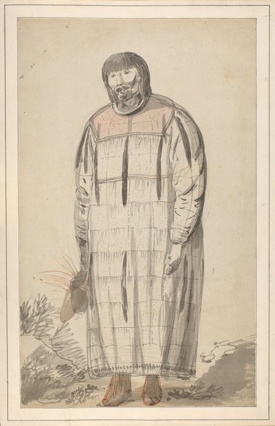 رسم بعنوان "ذكر أصلي من أمريكا الشمالية" في كراسة رسمها جون ويبر بواسطة John Webber