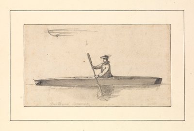 رسم بعنوان "زورق شمال غرب أمريكا الشمالية الغربية" في كراسة رسمها جون ويبر بواسطة جون ويبر