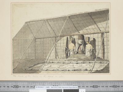 F.18 داخل المنزل ، في Morai ، في Atooi ، حوالي 1773 - 84 (ألوان مائية) بواسطة جون ويبر