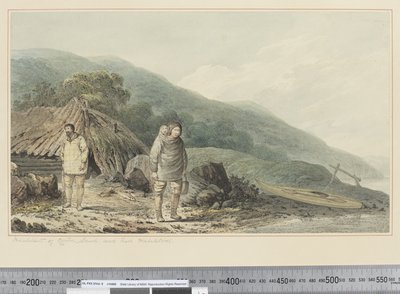 F.33 سكان نورتون ساوند ومساكنهم ، حوالي 1773 - 84 (ألوان مائية) بواسطة John Webber