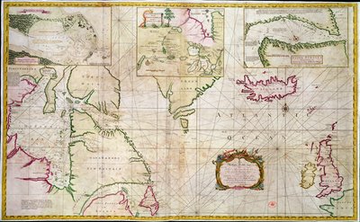 رسم بياني للبحار والمضائق يوضح إمكانية وجود ممر شمالي غربي بين خليج هدسون وبحر الجنوب بواسطة جون ويجيت