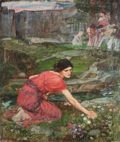 دراسة: البكرات قطف الزهور عن طريق تيار ، ج. 1909-1914 بواسطة جون وليام ووترهاوس