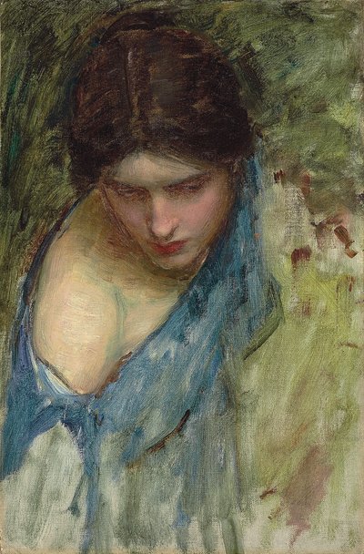 الحوريات العثور على رأس Orpheus: رسم تخطيطي للحورية على اليسار بواسطة جون وليام ووترهاوس